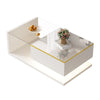 90cm Modern Glass Coffee Table Center Table With LED Light Storage Compartment