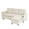 Sofa Bed Pull Out Sectional Couch Bed Convertible Settee with Storage, Beige