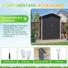 Garden Shed 5X2.6FT Metal Apex Roof Free Foundation Storage House Anthracite