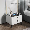 LED Bedside Table with 2 Drawers Cabinet Charging Station Nightstand Storage NEW