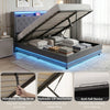 4ft6 Double Bed Frame with RGB LED Lights, Platform Bed Frame, Dark Grey