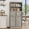 Bathroom Cabinet,51" Freestanding Storage Unit w/Doors&2-Drawer,White/Black/Gray
