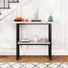 2-Tier White Marble Entryway Console Table Extra Long Foyer Couch Table