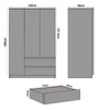 High Gloss 3 Door 2 Drawers Wardrobe With Shelves Storage Bedroom Furniture
