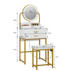 Modern Dressing Table Set with LED Light Mirror Stool 2 Drawers Storage Bedroom