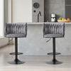 2X Luxury Tufted GREY BAR STOOLS, GAS LIFT, BREAKFAST KITCHEN BAR W/ BACK