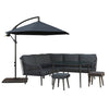 8 Seater Black Garden Corner Sofa Set with Rope Effect with Matching Dini FTR211