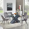 Zanti Clear Glass Dining Table With Grey High Gloss Base