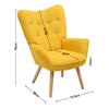 Modern Accent Chair Upholstered Button Single Sofa Wood Legs High Back Armchair