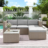 Rattan Garden Furniture Set Corner Sofa Lounger Outdoor Patio Table Chairs Kahki
