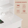 White Dressing Table Vanity Makeup Desk with Dimmable LED Bulbs Mirror 2 Drawers