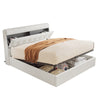 4FT6 DOUBLE OTTOMAN GAS LIFT UP UPHOLSTERED BED FRAME W/ STORAGE HEADBOARD CREAM