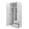 2 Door 2 Drawer Wardrobe with Shelf Hanging Rail Clothes Storage Cupboards Unit
