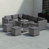 Rattan Garden 9 Seater Outdoor Set Furniture Sofa Chairs Table Bench Patio, Grey