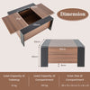 Square Coffee Table Lift Top Sliding Hidden Storage Drawer Tea Desk Living Room