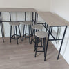 6 Piece Industrial Bar Table Set 2 Kitchen Breakfast Table 4 Stools Grey Compact