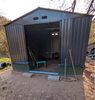 Metal Garden Storage Shed Large Summer Tool House Foundation Kit Lock Doors Unit
