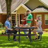 Outdoor Round Picnic Table & Bench Garden 115cm Coated Steel Table