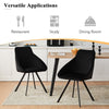 2Pcs Black Dining Chairs Velvet Padded Seat Dining Room Chair Modern High Back