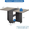 Folding Dining Table w/ Drop Leaf, Space Saving Kitchen Table w/ Storage Shelves