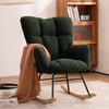 Nursing Rocking Chair Green Teddy Fabric Glider for Nursery Living Room