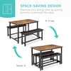Dining Set for 4 Wood Top Table and 2 PU Leather Upholstered Bench Small Kitchen