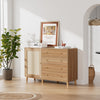 Buffet Storage Cabinet Rattan Door Cupboard Living Room Wooden Shelves Sideboard