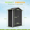 Garden Shed 5X2.6FT Metal Apex Roof Free Foundation Storage House Anthracite