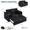 Modern Corduroy Sofa Bed 2-Seater Pull-Out Loveseat Sleeper w/ USB Ports
