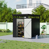 Galvanised Metal Garden Shed Outdoor Tool Storage House with Lockable Door Black