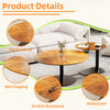 Set of 2 Round Vintage Wooden & Glass Nesting Side Coffee Tables Hallway Bedroom