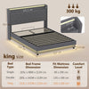 Lift up Storage Bed Frame with RGB LED Lights, 150 x 200cm, Dark Grey
