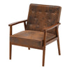 Linen/Distressed Leather Lounge Chair Occasional Retro Tub Armchair Padded Seat
