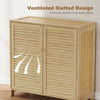 Bamboo Shoe Cabinet with Louvered Doors, 14 Pairs Footwear Cupboard for Hallway