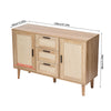Rattan 2 Doors Sideboard Cabinet Home Storage Cupboard Buffet & 3 Drawers Unit