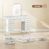 Dressing Table with LED Light and Mirror, Vanity Desk with 10 Drawers, White