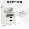 Modern Storage Dresser 2-Drawer Bedside Table with Open Shelf-White