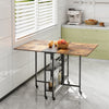 Rolling Drop Leaf Dining Table Folding Kitchen Table with Open Shelves & Wheels