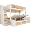 Children's Bunk Bed w/ Storage Stairs & Double Hydraulic Storage Lower Bed White