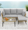 Outdoor Wicker Furniture Set Heavy-Duty Metal Frame w/Cushions-Grey