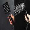 Exposed Shower Taps Mixer Valve Black Bathroom Square Twin Head Bar Shower Set