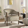 Accent Chair, Upholstered Armchair with Solid Wood Legs, Light Brown