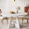 120cm Round Dining Table for 4,Farmhouse Circle Kitchen Table with Pedestal Base