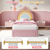 Upholstered Bed 3ft Single Bed Frame with Storage Drawer and Rainbow Headboard
