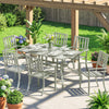 7 Pieces Garden Dining Set with Stackable Chairs with Umbrella Hole