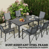 7 Piece Garden Dining Set, Outdoor Furniture w/ 6 Stackable Chairs