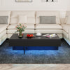 COSTWAY Modern LED Coffee Table High-Gloss Accent Table with 3 Storage Drawers