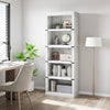 5 Tier Farmhouse Bookcase,Wooden Open Bookshelf Display Storage,Gray/Brown/White