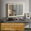 FENCHILIN Crystal LED Strip Mirror Hollywood Bluetooth Vanity Mirror with Lights