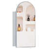 Bathroom Mirror Cabinet with Arched Semi-Recessed Medicine Storage Cabinet Silve